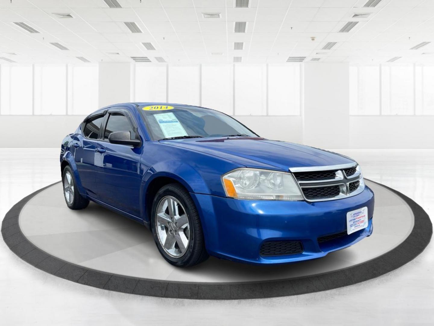 2014 Blue Streak Pearlcoat Dodge Avenger SE (1C3CDZAG1EN) with an 3.6L V6 DOHC 24V FFV engine, 6-Speed Automatic transmission, located at 1099 N County Rd 25A , Troy, OH, 45373, (937) 908-9800, 40.057079, -84.212883 - Photo#0