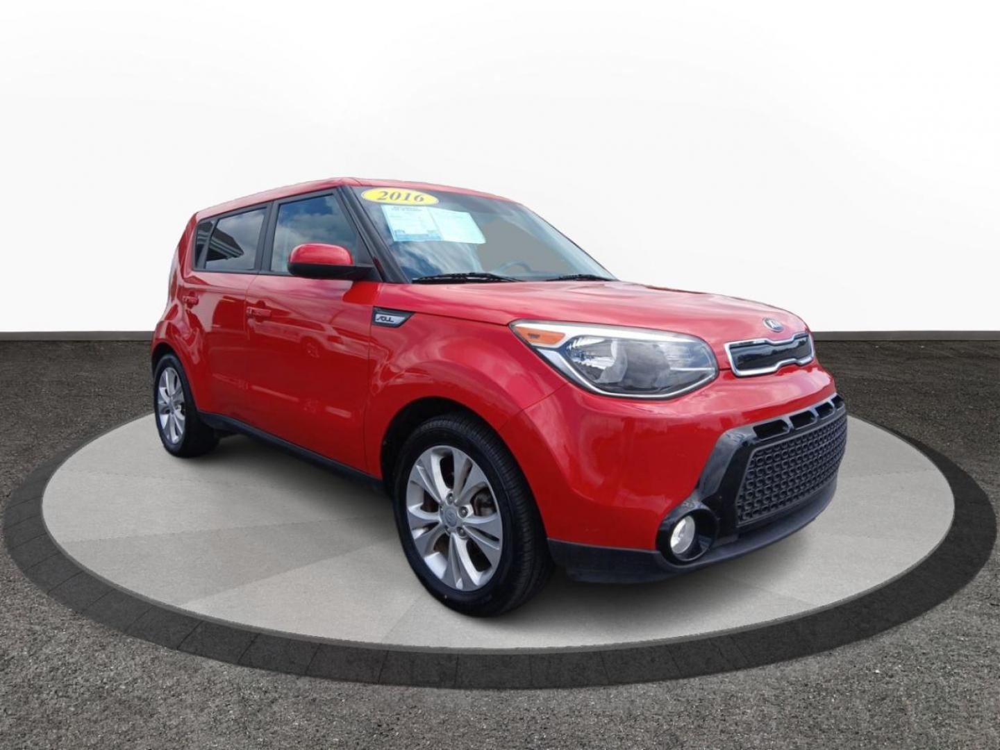 2016 Inferno Red Kia Soul + (KNDJP3A50G7) with an 2.0L L4 DOHC 16V engine, 6A transmission, located at 401 Woodman Dr, Riverside, OH, 45431, (937) 908-9800, 39.760899, -84.123421 - Photo#0